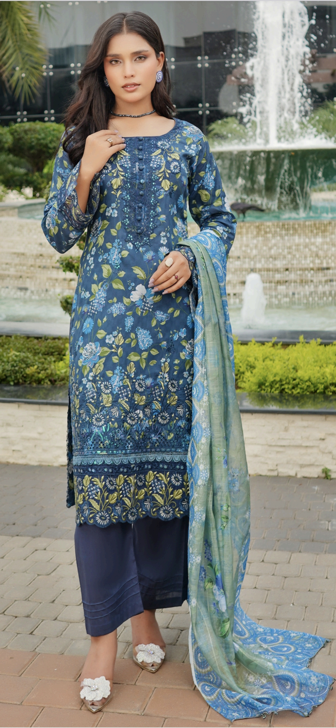 Munira Embroidered Lawn Suit