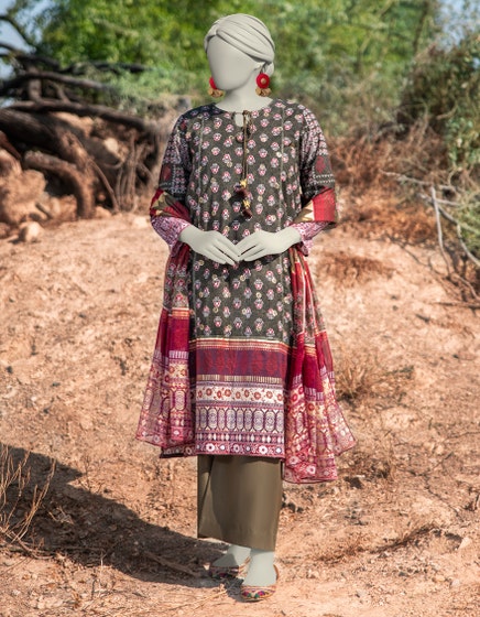 Junaid Jamshed Gold foil Printed Suit