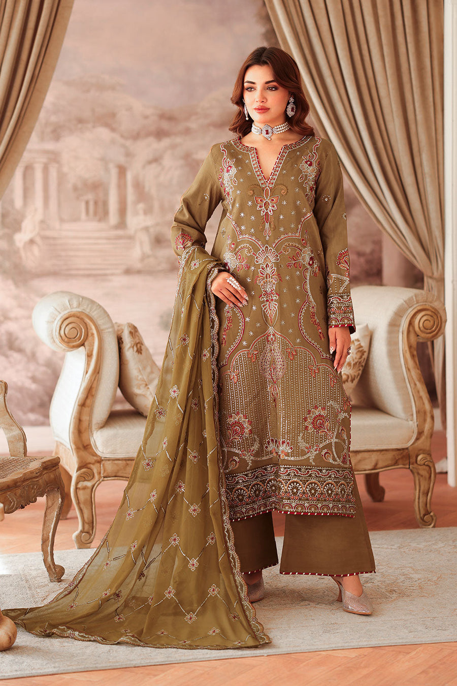 Ramsha Embroidered Raw Silk