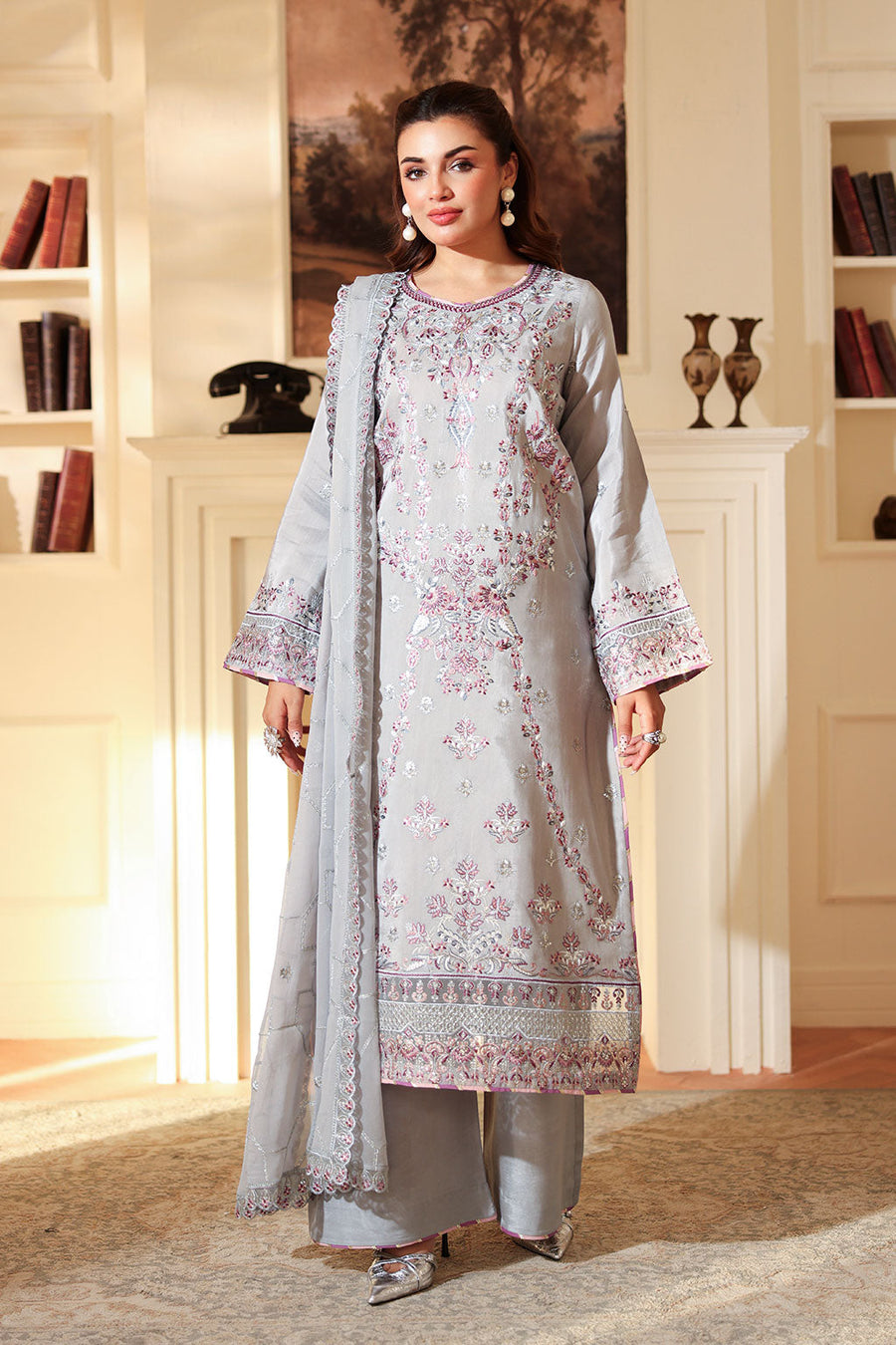 Ramsha Embroidered Raw silk Suit