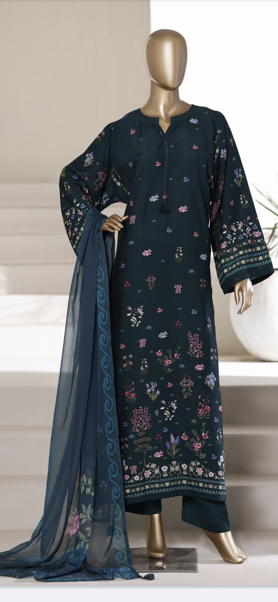 Ready-to-wear Kaftan with Bottom and Dupatta
