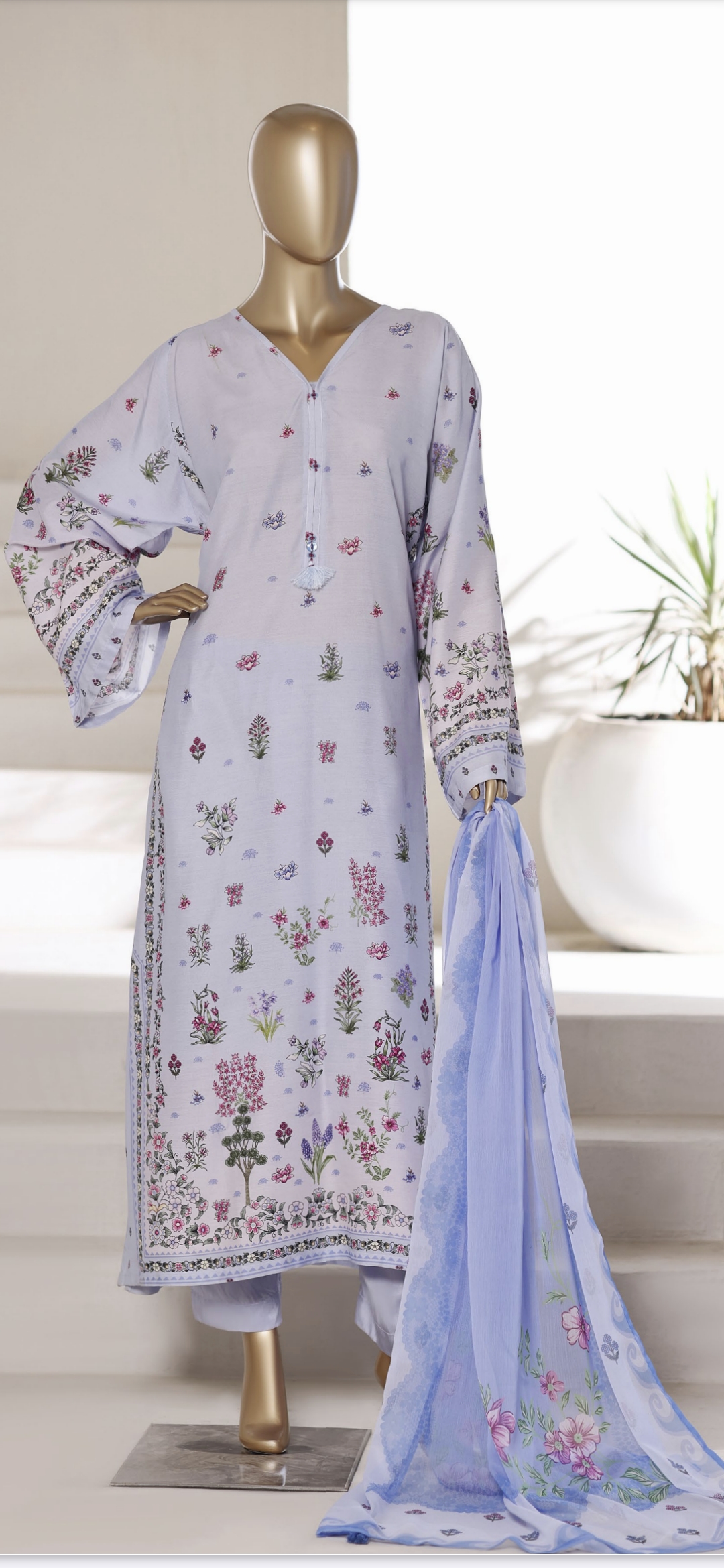 Ready-to-wear Kaftan with Bottom and Dupatta