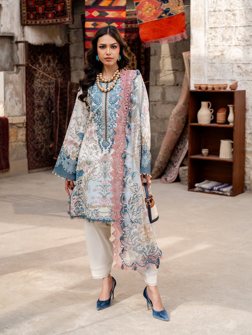 Jade Embroidered Lawn Suit