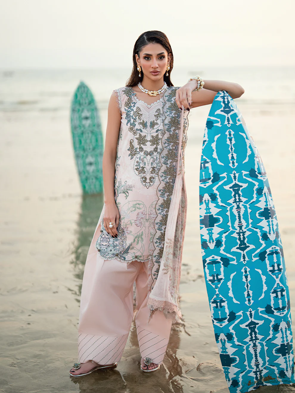 Jade Embroidered Suit