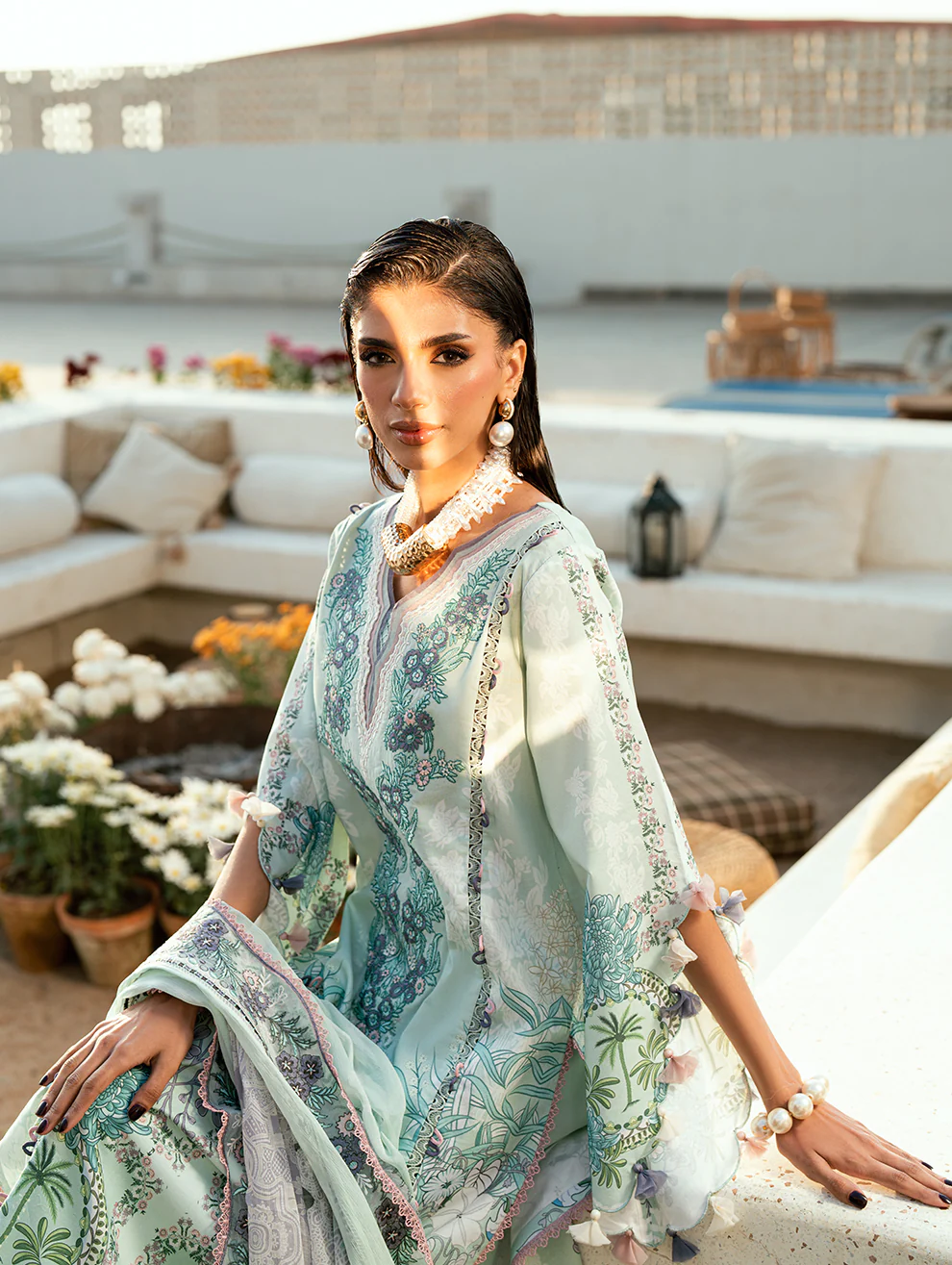 Jade Embroidered Suit