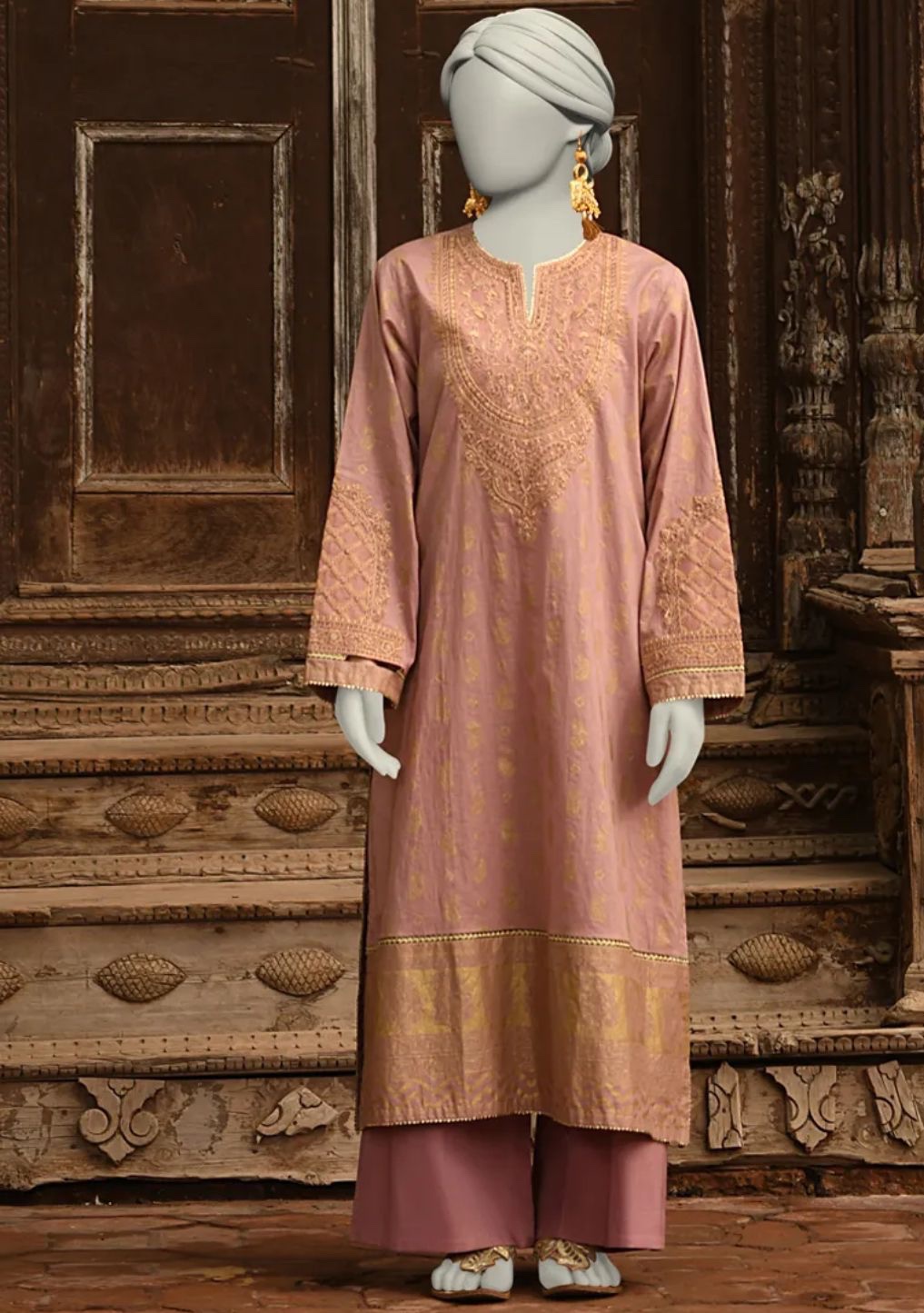 Junaid Jamshed MAUVE LAWN EMBROIDERED SUIT
