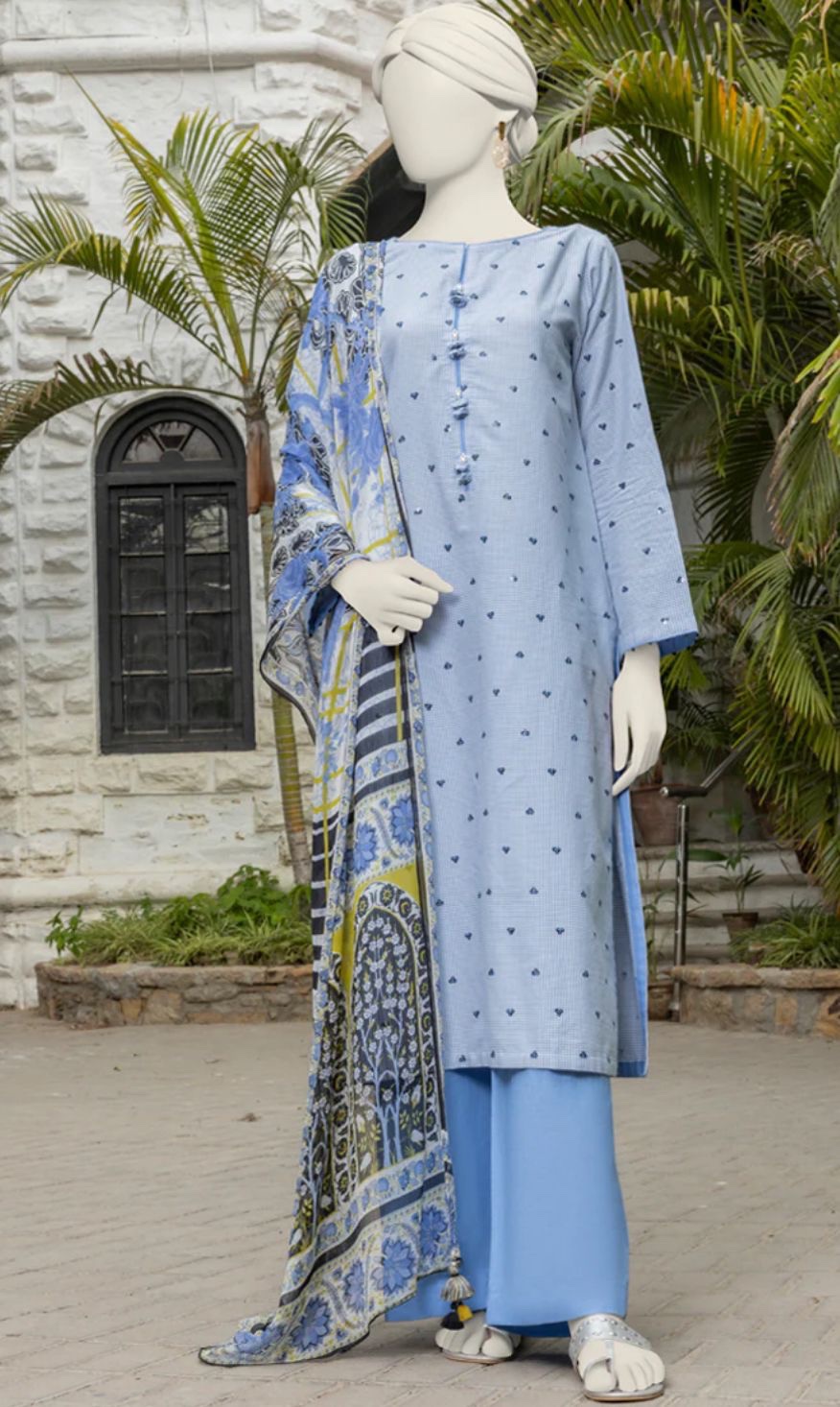 Junaid Jamshed Sky blue flora