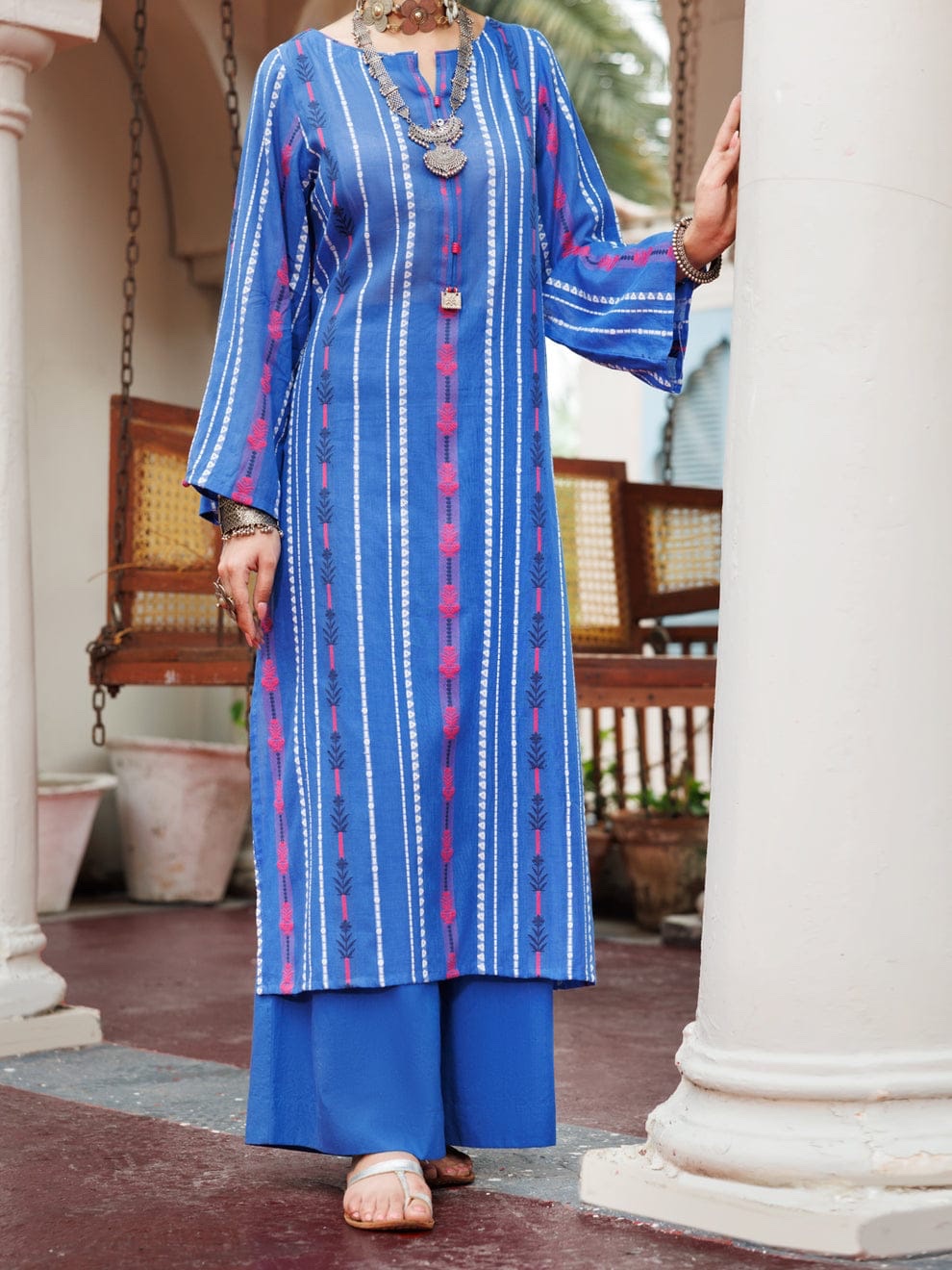 Almirah Pret Blue yarn dyed Tunic top