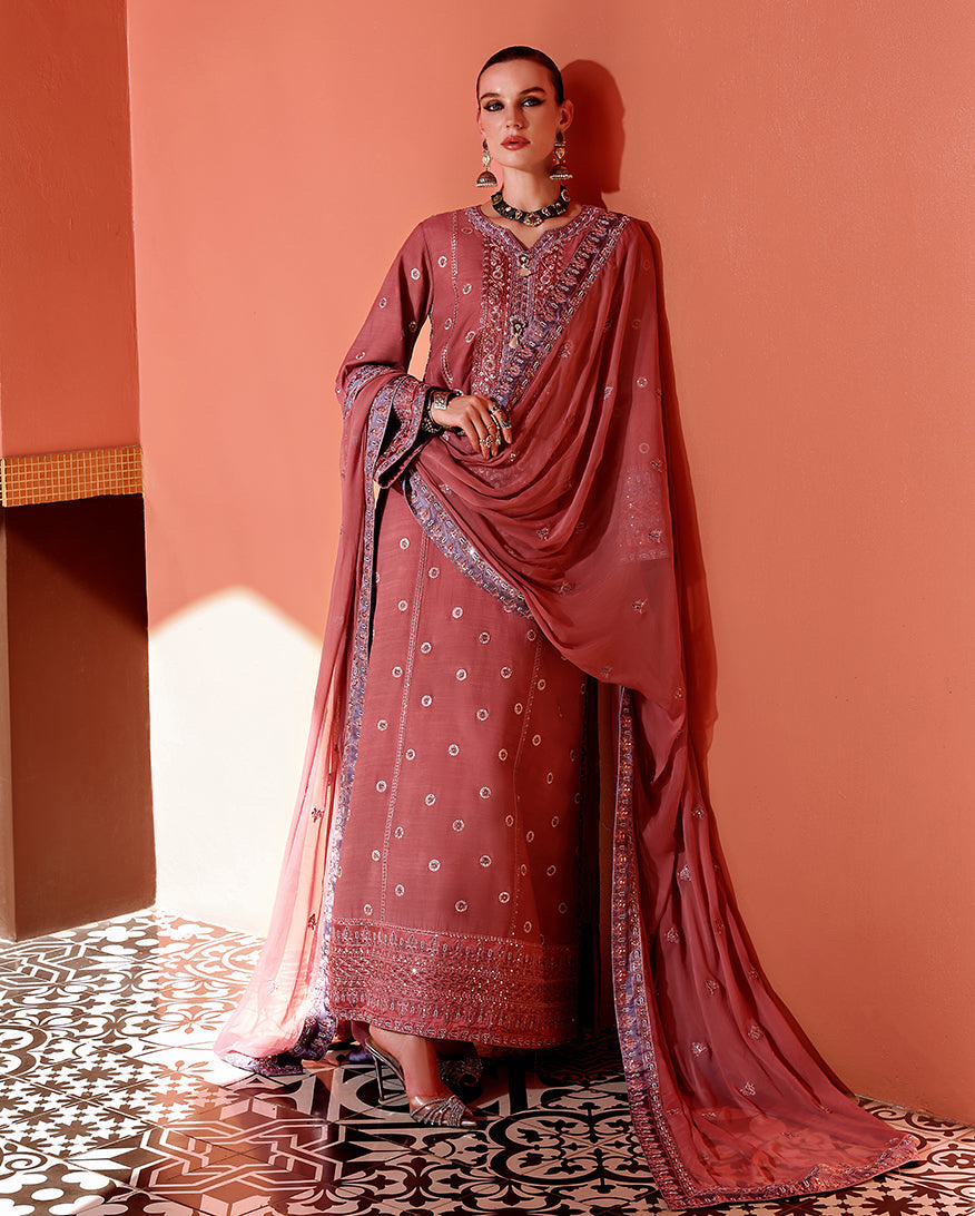 Mushq Raw Silk Embroidered Suit