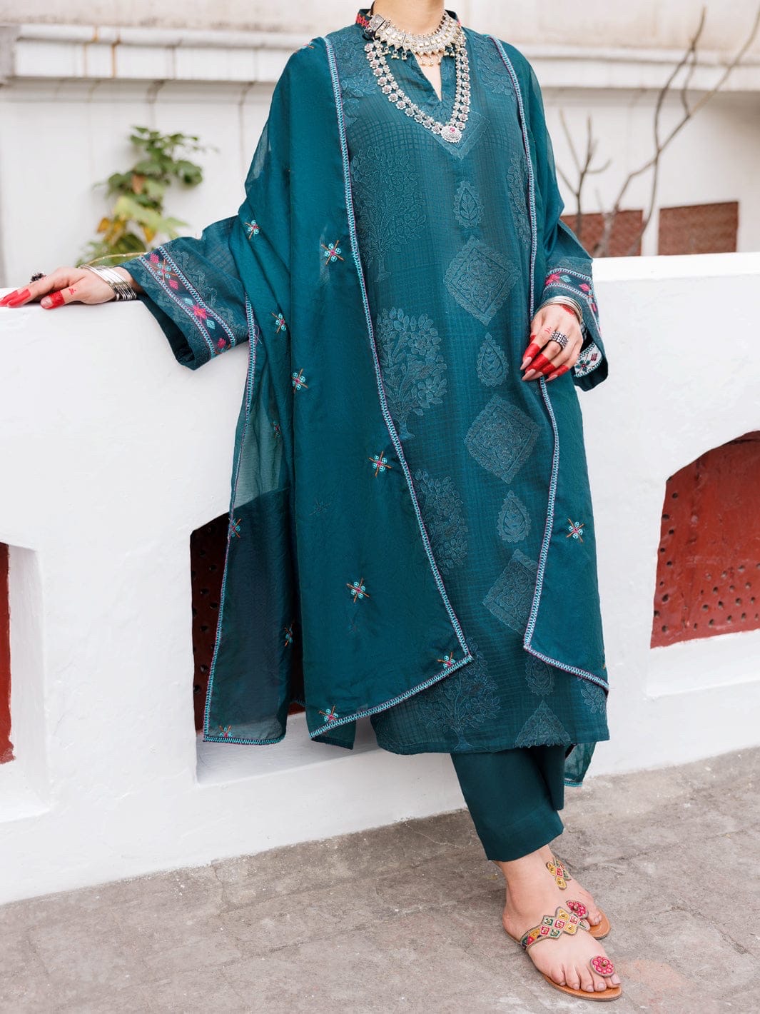 Almirah Dobby Jacquard Embroidered Suit