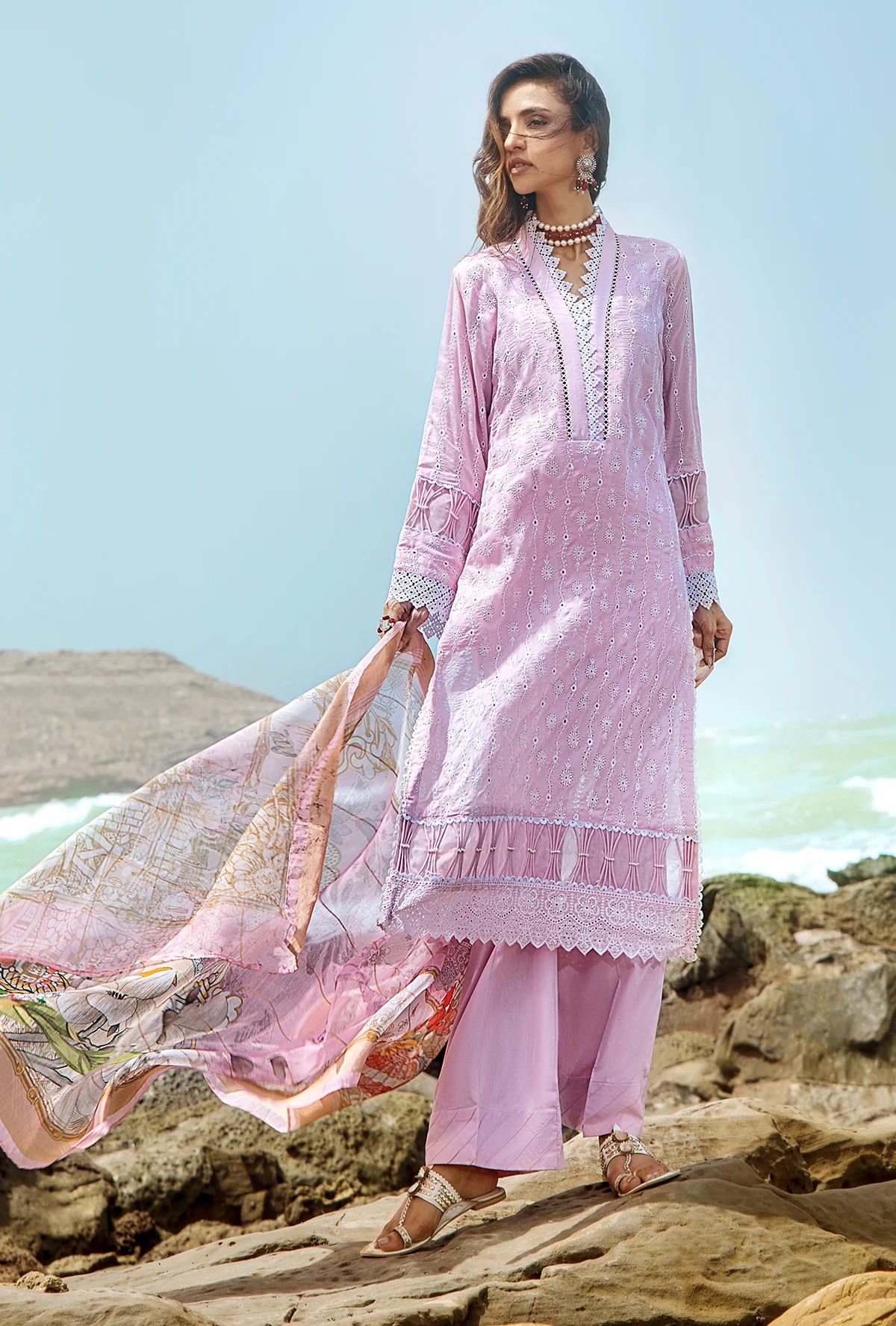 Adans Libas Embroidered Suit