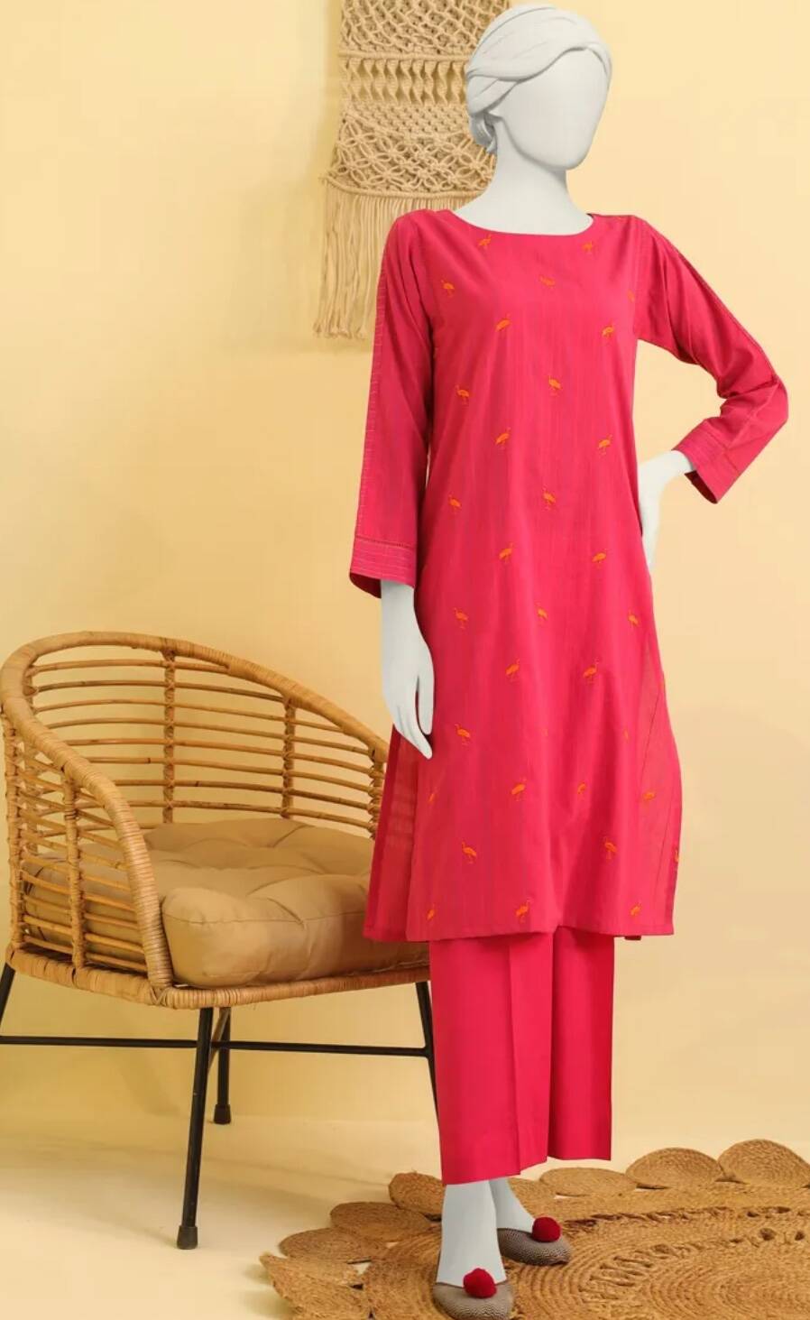 JUNAID JAMSHED PINK JACQUARD KURTI