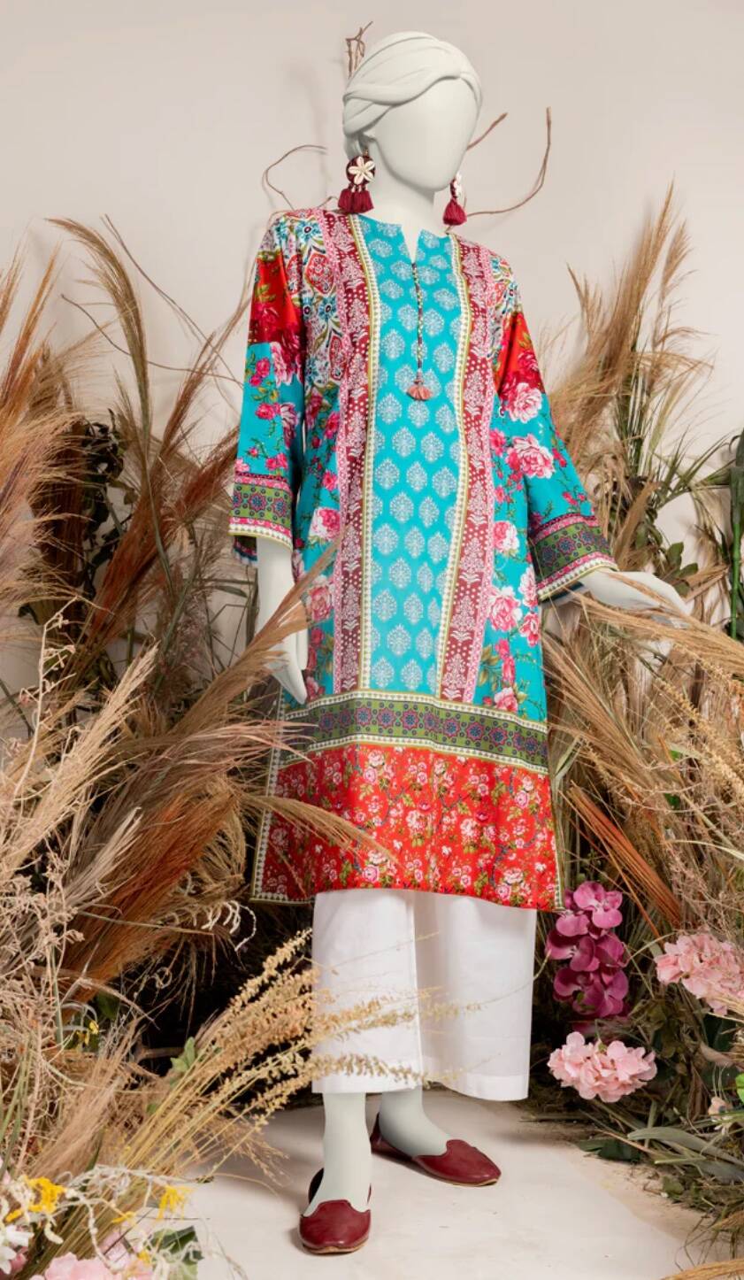 JUNAID JAMSHED MULTI COLOURED PRINTED KURTI