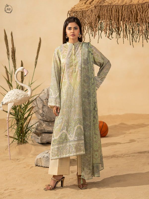 Printed Lawn Suit with Chiffon Dupatta