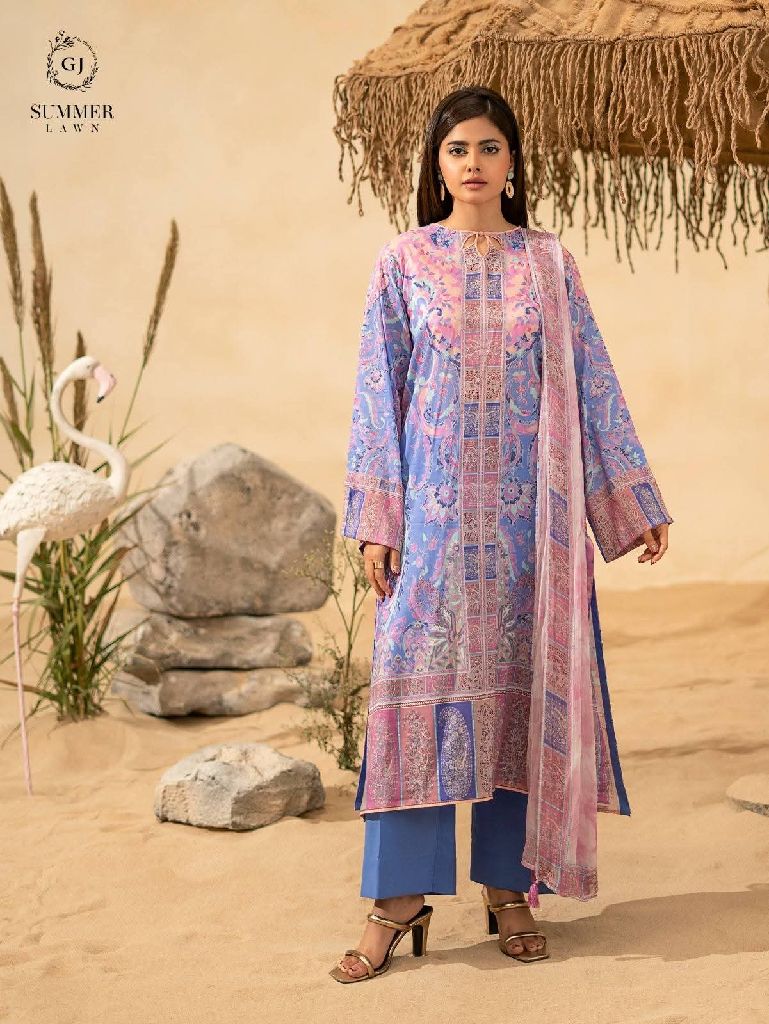 Printed Lawn Suit with Chiffon Dupatta